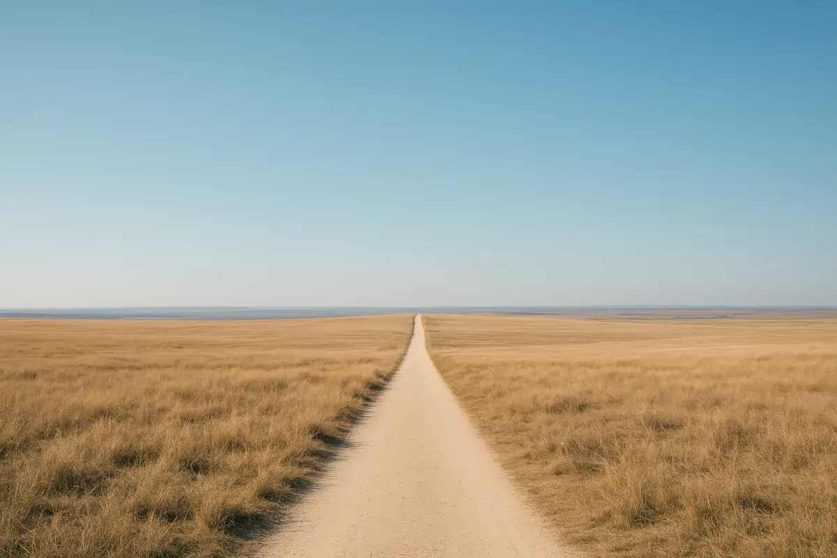 Heller Weg durch offene Landschaft – Symbol für Aufbruch und kritische Betrachtung in der Integralen Theorie