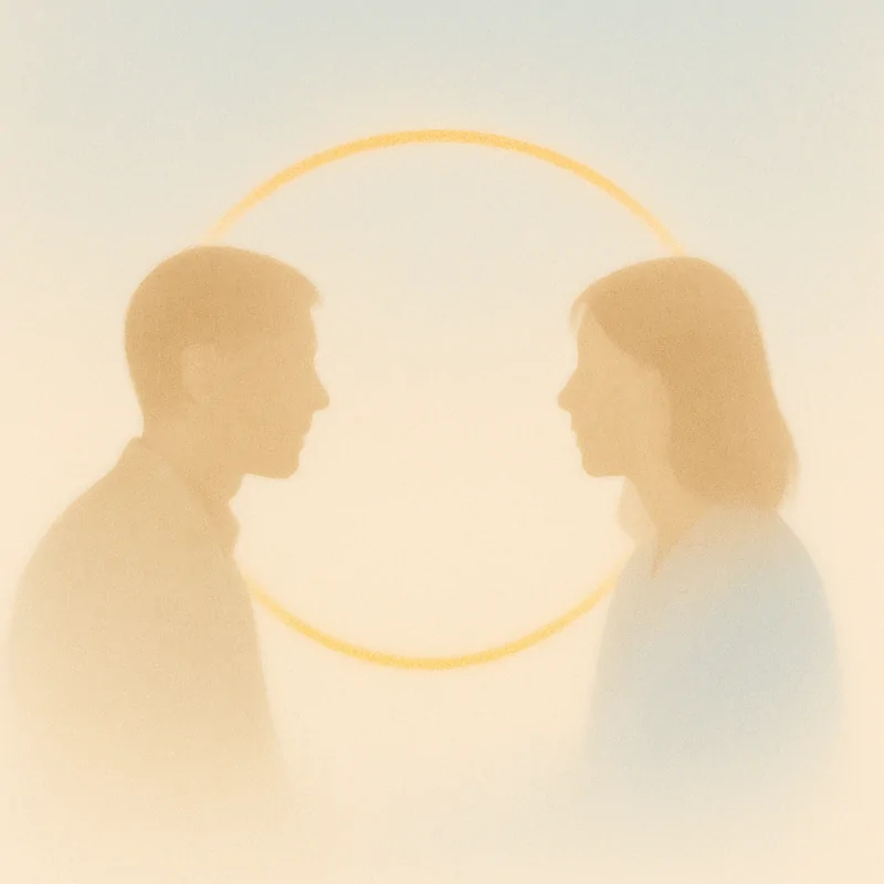 Zwei Silhouetten im goldenen Licht – Symbol für Begegnung und Resonanz im Coaching