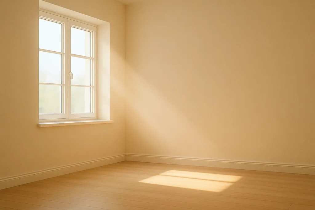 „Lichtstrahl fällt durch ein Fenster in einen leeren Raum – Symbol für Klarheit und neue Möglichkeiten.“