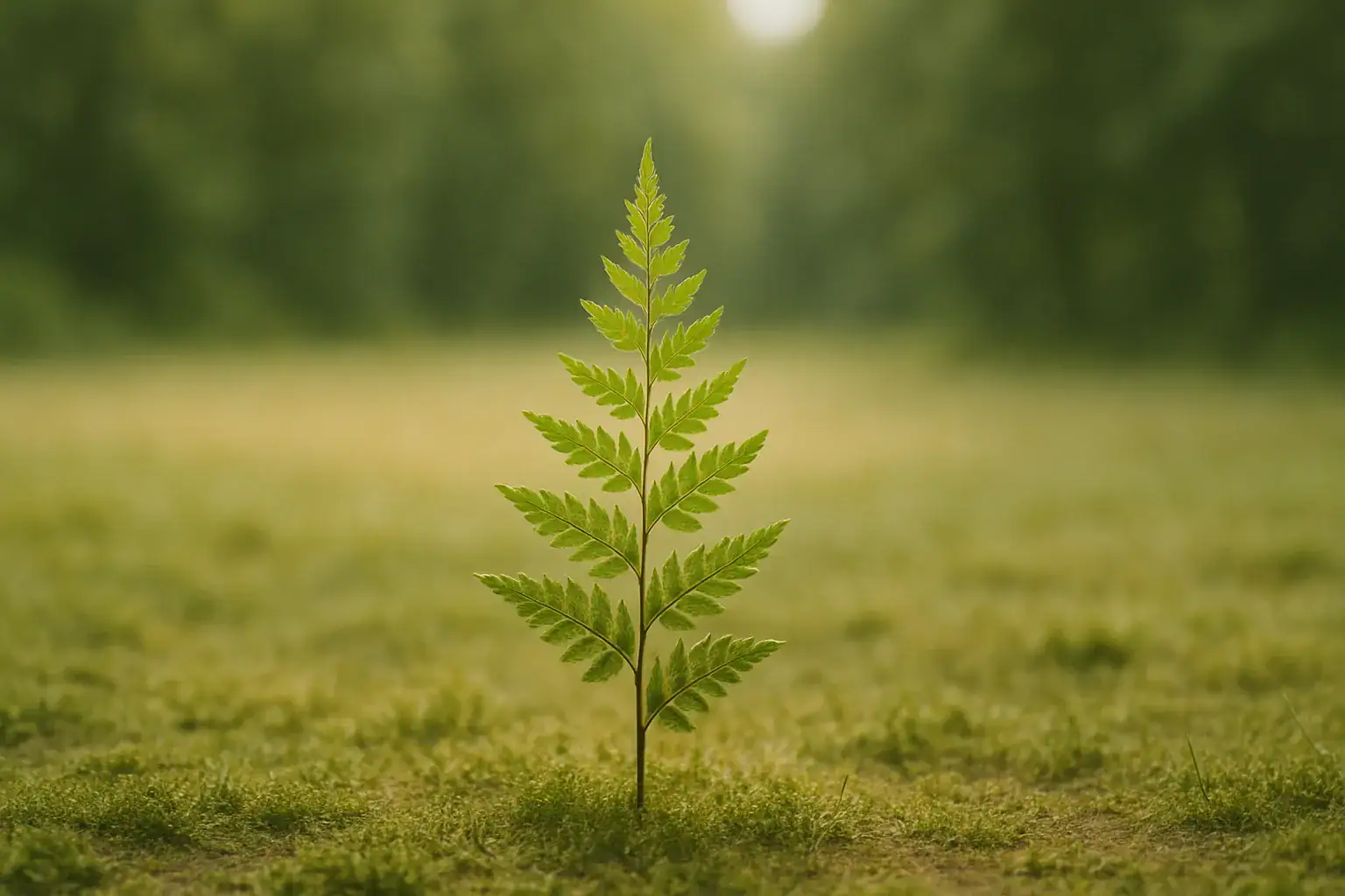 Symbolbild für Coaching mit innerer Klarheit – integralux® Frankfurt: Farnpflanze im Morgenlicht als Metapher für Orientierung und Wachstum.
